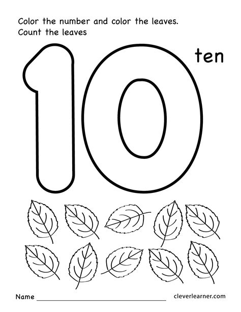 Coloring Number 10 Worksheet
