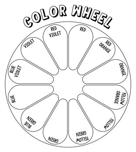 Coloring Pages Blank Color Wheel Chart Printable For In Blank Color