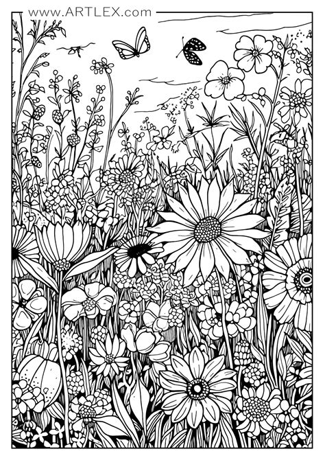 Coloring Pages For Flower Free Difficult Flower Coloring Pages
