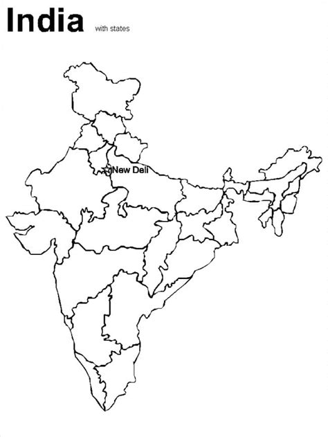 Coloring Pages Map of India Coloring Page