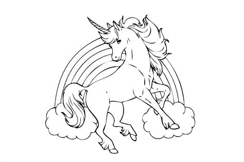 Coloring Pages Rainbow with a unicorn Coloring Page