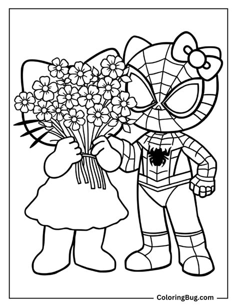 Coloring Pages Spiderman And Hello Kitty