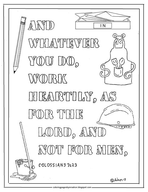 Coloring Pages for Kids by Mr. Adron Colossians 323 Print and Color Page. Work Heartily, as