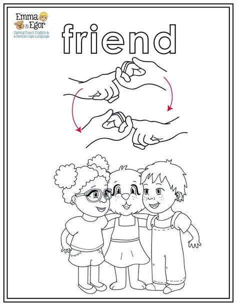 Coloring PagesFriend and SharePrint at Home Sign language words