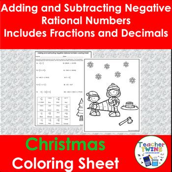 Coloring Sheet on adding and subtracting rational numbers. This