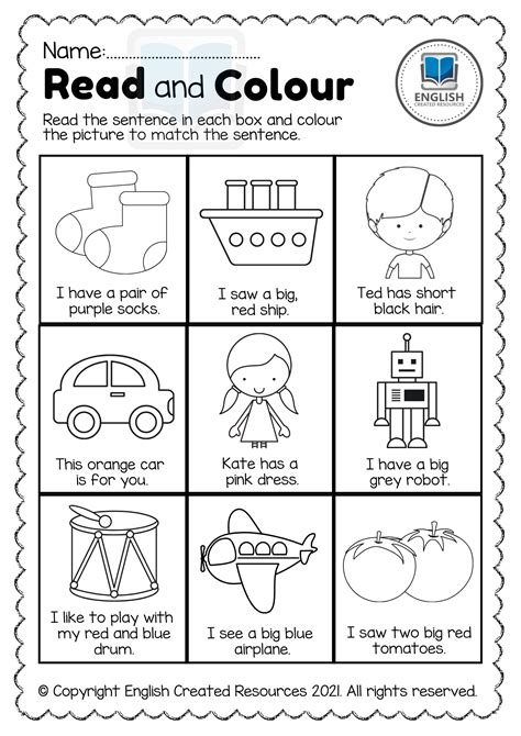 Coloring Worksheet For Grade 1 English