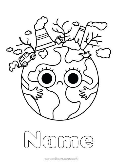 Coloring page No.1838 - Kawaii Ecology Children