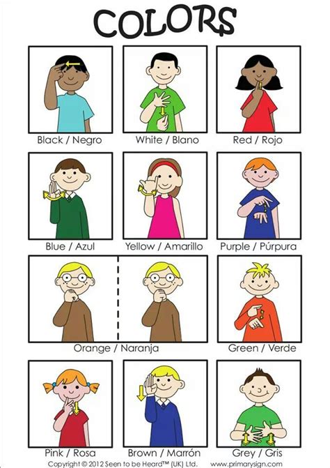 Colors in ASL Free Sign Language PDFs