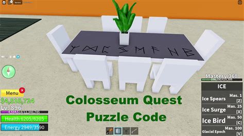 Colosseum blox fruits code. #Roblox #BloxFruits #Gladiators #ColosseumQuest #PuzzleCode 