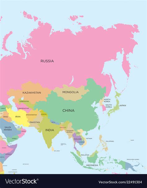 Coloured Map Of Asia