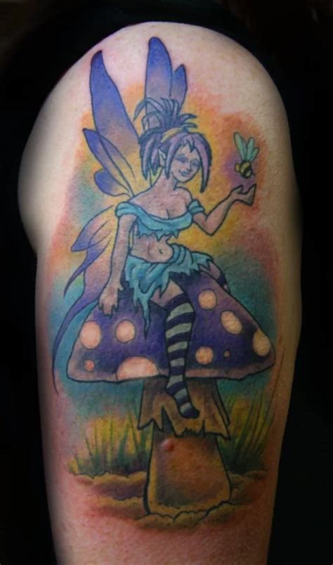 Coloured mushroom fairy tattoo TattooMagz › Tattoo Designs / Ink