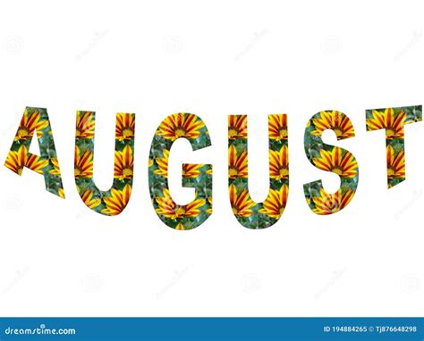 Colourful Design Word August Font Stock Vector Decorative Element in