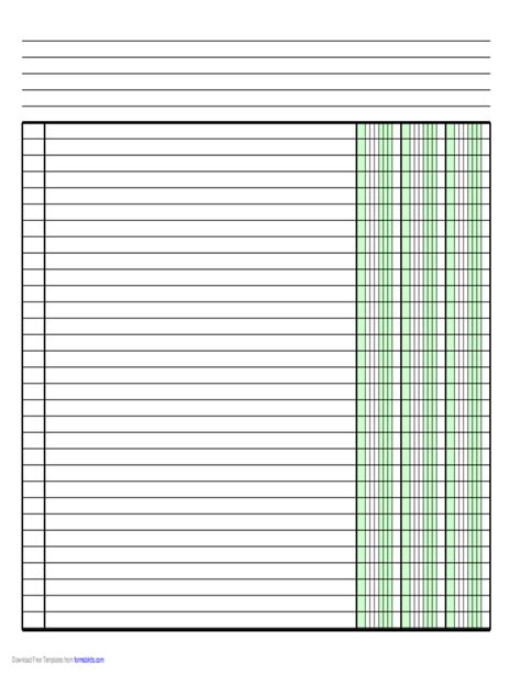 Columnar Paper with Three Columns on LedgerSized Paper in Landscape Orientation Free Download