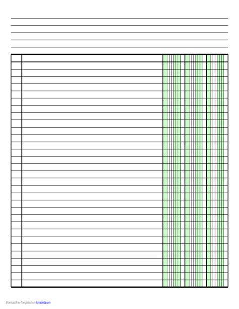 Columnar Paper with Three Columns on LetterSized Paper in Landscape Orientation Free Download