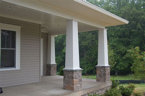 Columns on porch. These beautifully moulded columns are lightweight and easy to handle. 