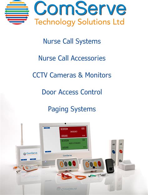 Com serve. ABOUT us. ComServe Technology Solutions Limited is an independent supplier, installation company and maintainer of, Nurse Call Systems (Wireless (Radio) & Hard Wired) and all accessories, On-Site Pager Systems, Door Access Control, Staff Attack Alarm Systems and CCTV Systems, for Care, Nursing & Residential Homes and Private Hospitals. We ... 