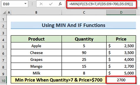 Combine the MIN and IF Functions in an Array Formula