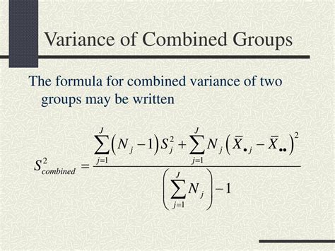 Combined variance formula derivation.  The elements themselves are assume...