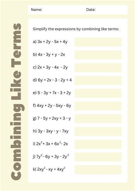 Combining Like Terms Worksheets Worksheets Library