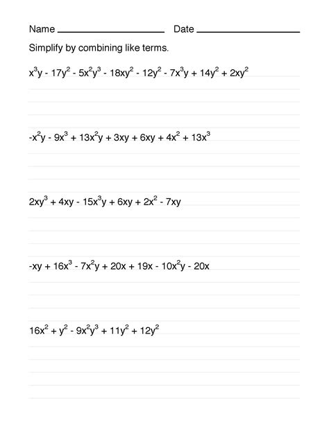 Combining like terms math lib answer key.  This collection of resources is made up of...