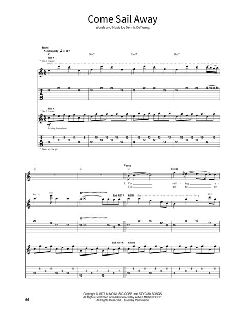 Come Sail Away Tab by Styx Songsterr Tabs with Rhythm