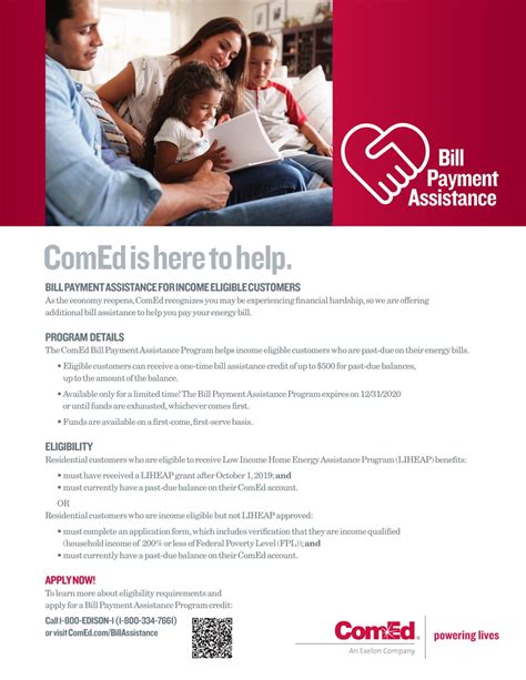 Nov 11, 2020 ... ComEd's bill-assistance programs also include flexible payment options, financial assistance for past-due balances and usage alerts for ....