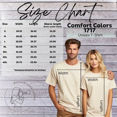Comfort Colors 1717 Sizing Chart