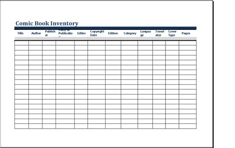 Comic Book Inventory Template For Ms Excel Excel Templates