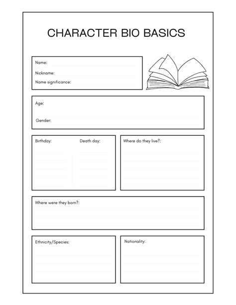 Comic character biography example