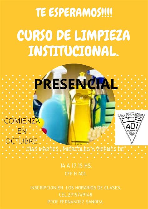 Comienza el curso de Limpieza... - CFP 401 - Bahía Blanca