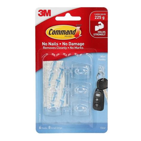 Command Mini Clear Adhesive Hooks - 6 Pack - Bunnings Australia