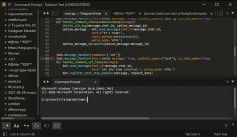 Command Prompt/Terminal in Sublime Text in split-view Dev Logs.