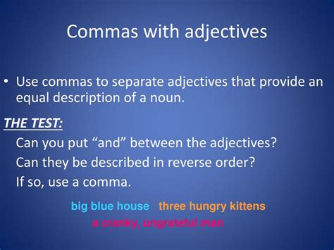 Commas in adjectives