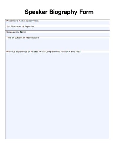 Commencement speaker biography sample form