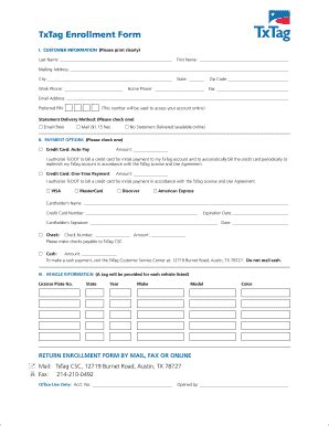 Commercial Enrollment Form - TxTag