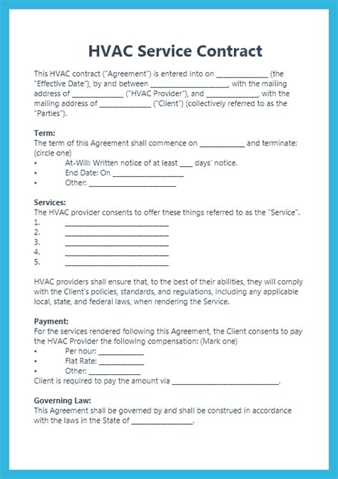 Commercial Hvac Service Agreement Template
