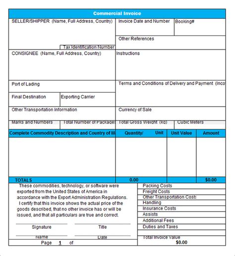 Commercial Template Sample Form Free Download PDF Excel Word