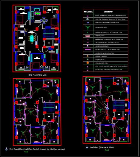 Commercial building electrical plan dwg free download.  The drawing includes c...