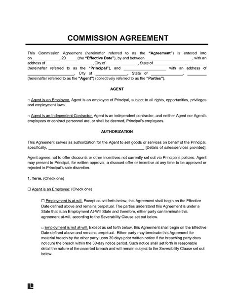 Commission Sales Agreement Template By Business In A Box