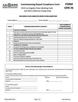 Commissioning Report at Excel 20132024 Form Fill Out and Sign