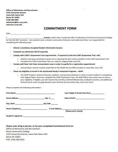 Commitment Forms (PDF)