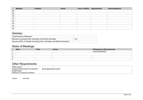 Committee membership list template in Word and Pdf formats page 2 of 2