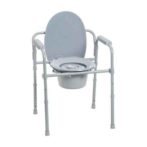 Shop Drive Medical 22.5-in 7.5-Quart Adjustable Bedside Commode in the Bedside Commodes department at Lowe's.com. The Drive Medical Folding Steel Bedside Commode easily opens and folds, and will fold flat for convenient storage and transportation. The easy to use snap. 