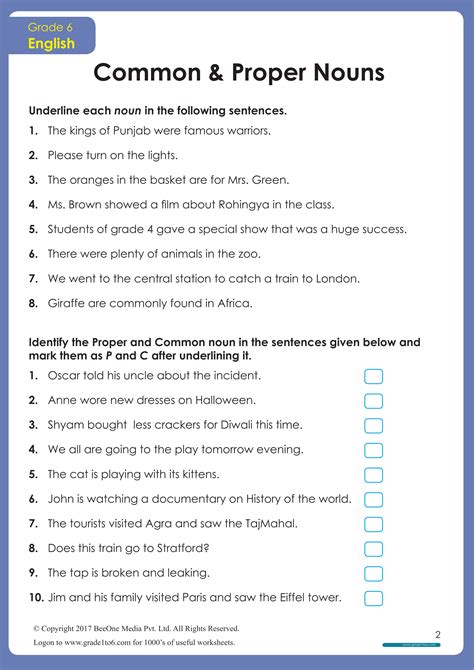 Common And Proper Noun Worksheet For Class 3 Common And Proper Noun