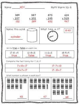 Common Core Daily Math Warm Ups 2nd Grade February Tpt