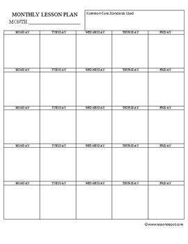 Common Core Monthly Lesson Plan Template By Have Fun Teaching Tpt