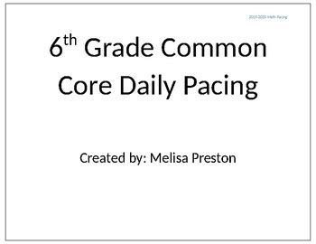 Common Core Pacing Guide 6th Grade Math