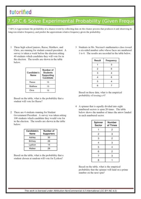 Common Core Probability Worksheets Common Core Worksheets
