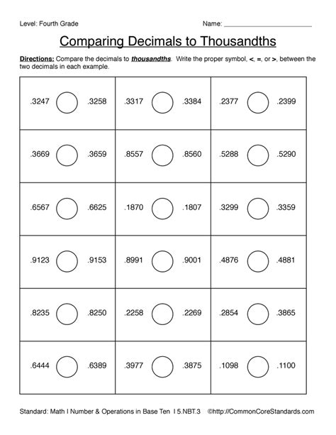 Common Core Worksheet 5.NBT.3