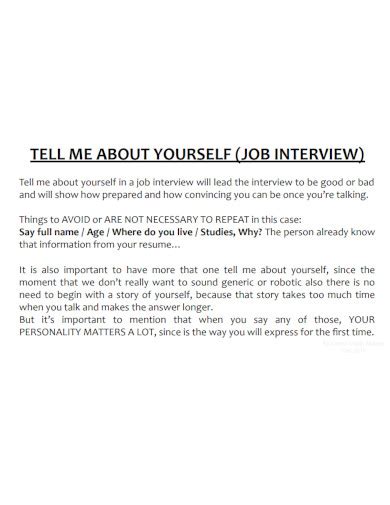 Common Interview Tell Me About Yourself Interview Question And Answer Example Pdf EXAMPLEPAPERS